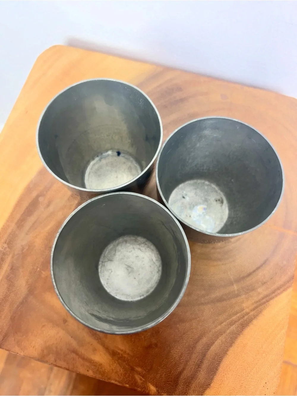 PORTER BLANCHARD 70’s Vintage Sail Boat Racing Hand Hammered Pewter Tumblers 3